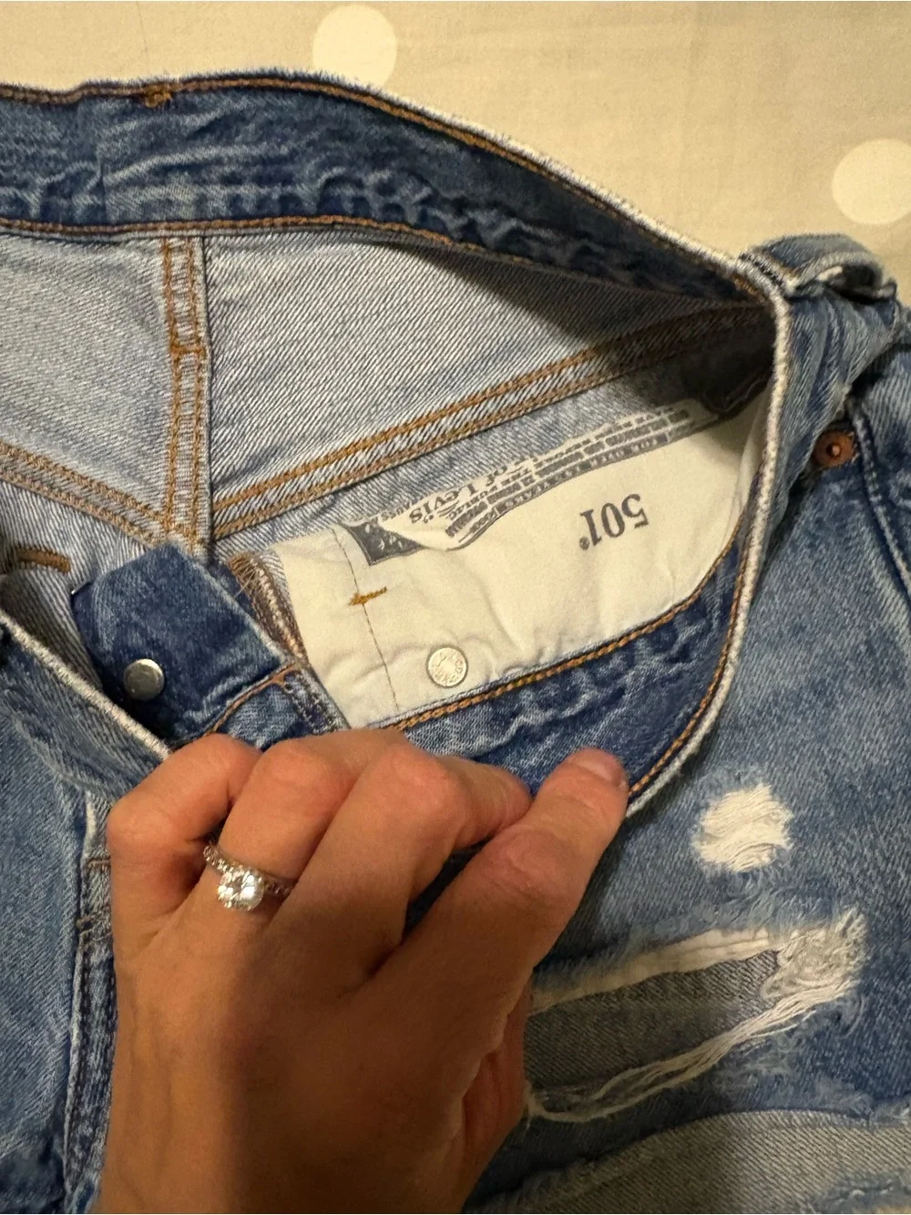 Levi's Light Blue Distressed Denim Cutoff Shorts